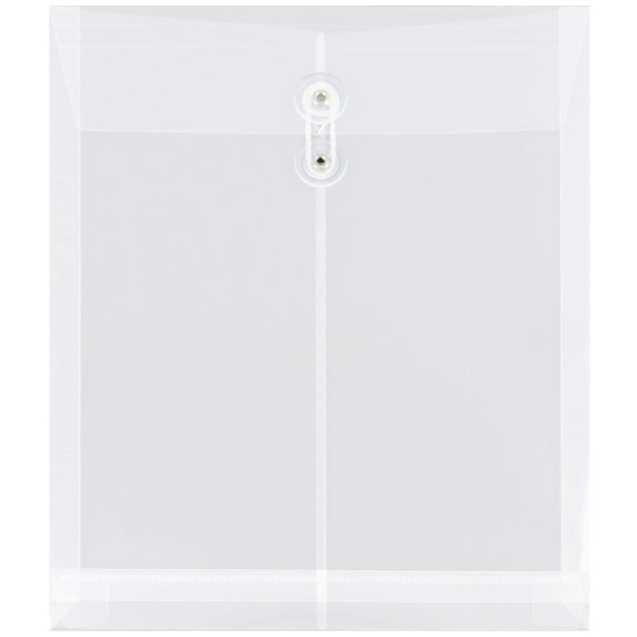 JAM Paper Letter Size Plastic Envelopes with Button & String Tie Closure, 12ct.
